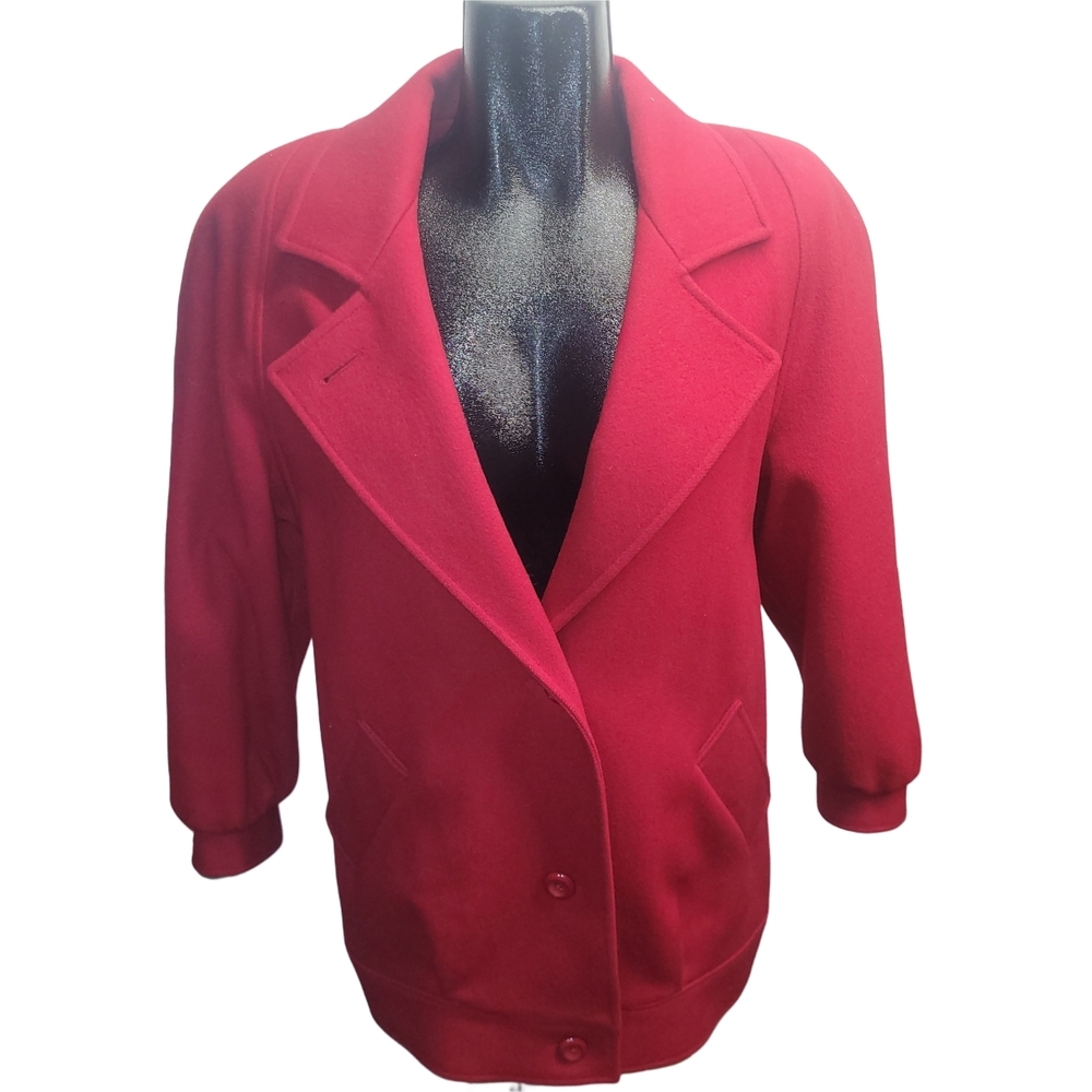Marks and Spencer Vintage 90's Red 100% Virgin Wool Mid-length Coat Size 10 - Picture 2 of 9